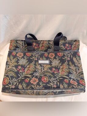 Vtg JORDACHE  Floral Tapestry Carry on Tote Bag Weekender